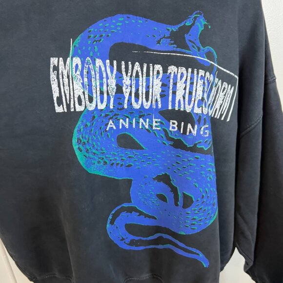 Anine Bing Jace Viper Sweatshirt in Washed Black Size Large - Picture 4 of 10
